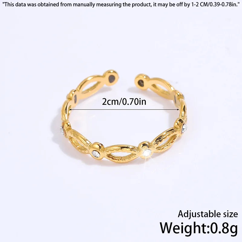 Fashionable Rings Women Simple Wheat Ear Style Gemstone Rings Versatile High-end Stainless Steel Jewelry Accessories Wholesale