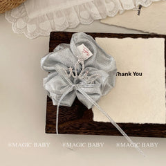 Girls Silver Bowknot Crown Large Hair Ties Fashion Elegant Ponytail Holder in Stock Scrunchies Accessories for Kids Children Use