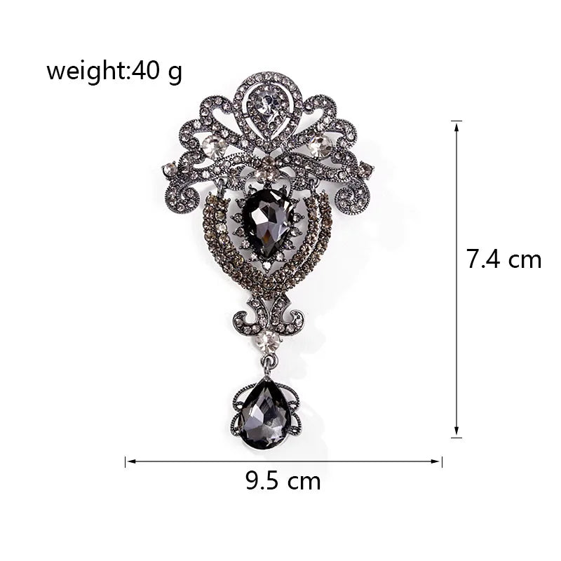 Fashion Luxury Glitter Sparkle Rhinestone Crystal Brooches for Girls Vintage Retro Classic Jewelry for Women Ladies Accessories
