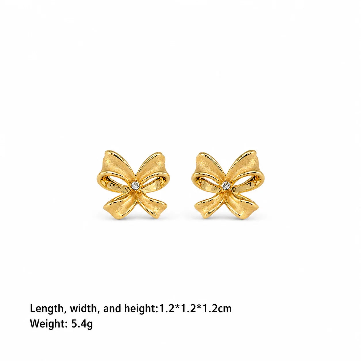 Fashion Bowknot Butterfly 18K Gold Plated Stud Earrings for Girls Simple Classic Minimalistic Jewelry for Women Ladies Wholesale
