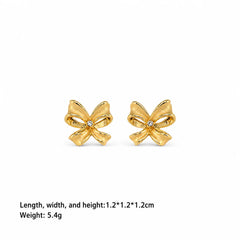 Fashion Bowknot Butterfly 18K Gold Plated Stud Earrings for Girls Simple Classic Minimalistic Jewelry for Women Ladies Wholesale