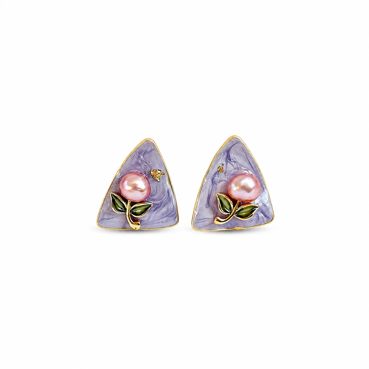 Fashion S925 Silver Freshwater Pearl Stud Earrings for Girls Sweet Flower Drip Glaze 18K Gold Jewelry for Women Ladies Wholesale