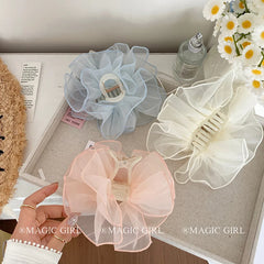 2025 Hot Sale Solid Color Tulle Flower Hair Claw Clips Elegant Chic Daily Hair Accessories for Girls Women Stylish Accessory