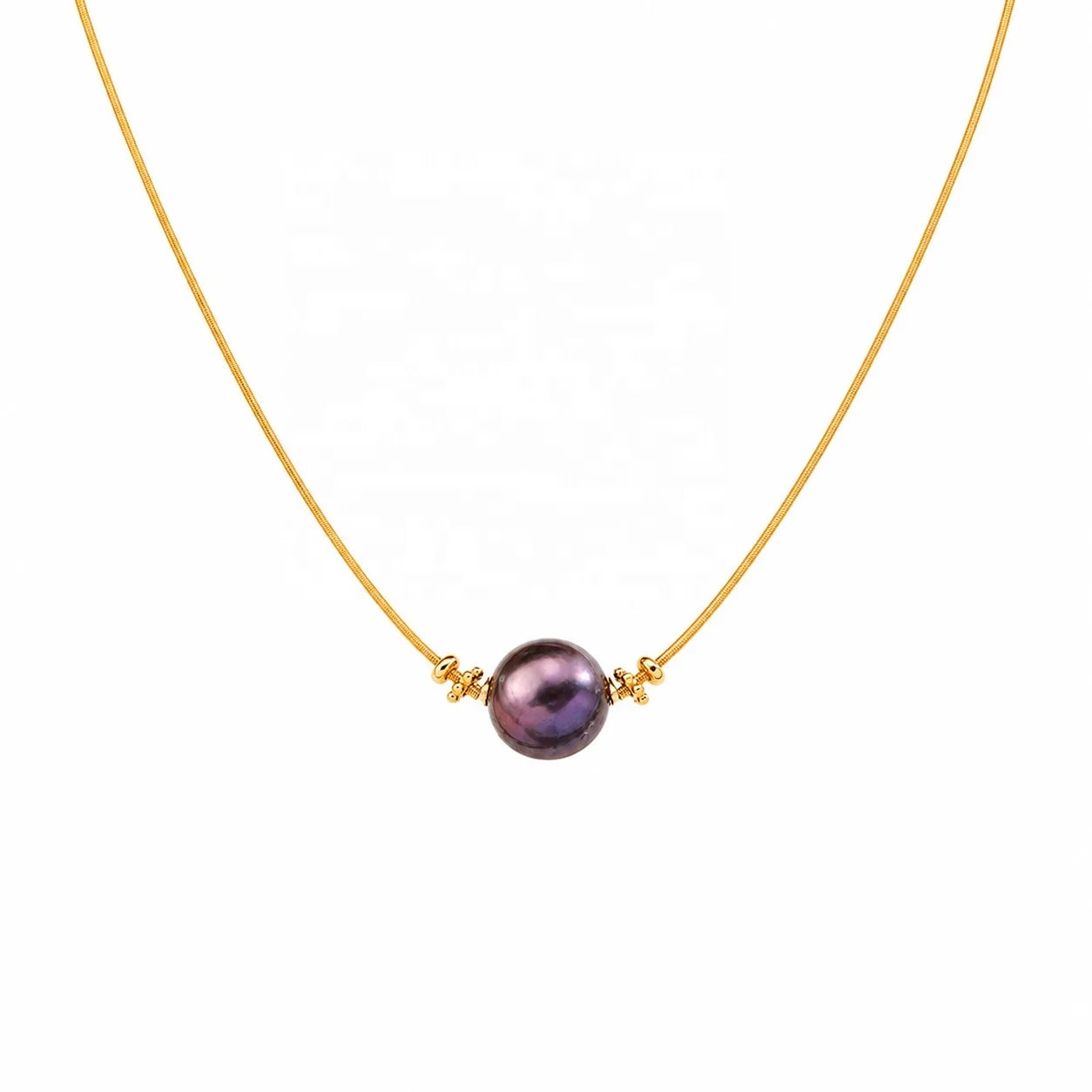 Women Simple Chain Glass Pearl 18k Gold-plated Purple Necklace Low MOQ Bulk in Stock  Elegant Jewelry for Female Causal Party