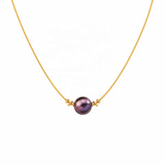 Women Simple Chain Glass Pearl 18k Gold-plated Purple Necklace Low MOQ Bulk in Stock  Elegant Jewelry for Female Causal Party
