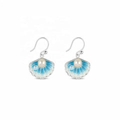 Femal Shell Freshwater Pearl 18k Gold-plated Blue Gold Drop Earring Fashion Trendy Low MOQ in Stock Jewelry for Girls Causal