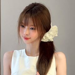 Women Solid Colored White Fabric Hair Claw Clips Fashion Elegant Lightweight Customized Wholesale Stock Hairpins Accessories