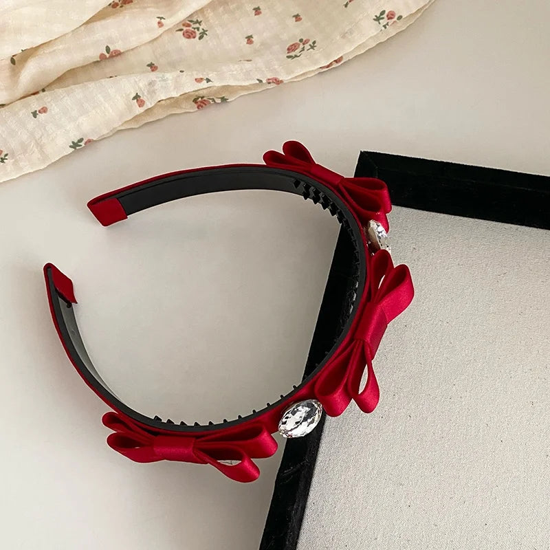 Fashion Glitter Solid Color Bowknot Head Band for Girls Sweet Cute Hair Band for Women Ladies Hair Accessories in Stock Chic