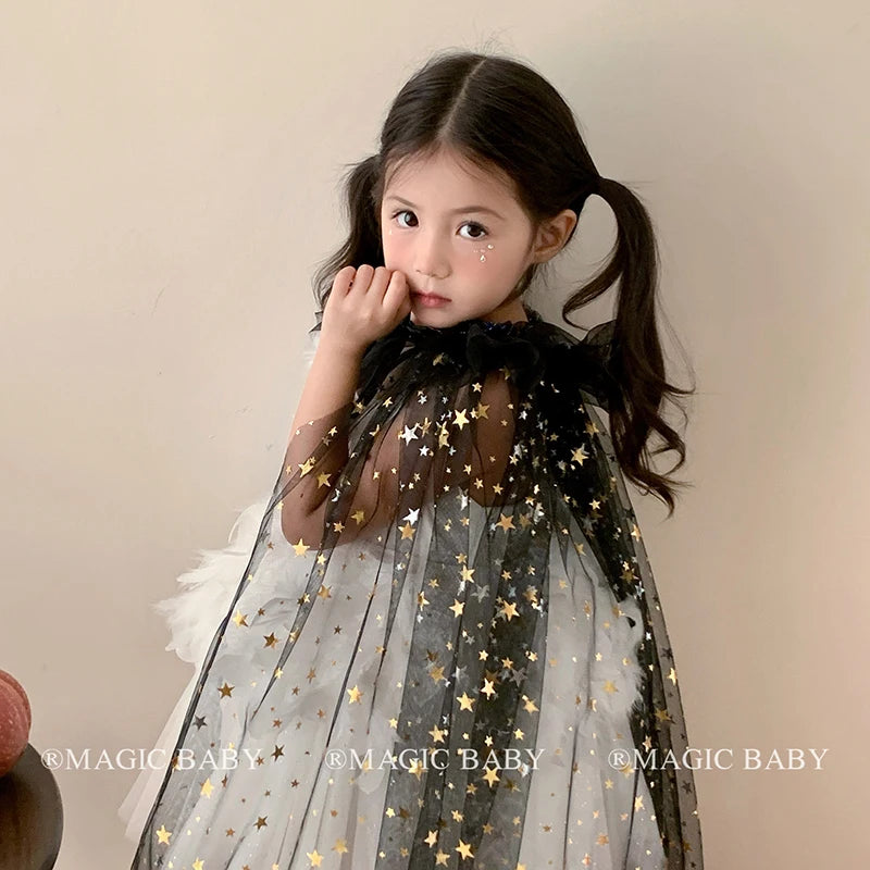 Halloween Cape for Kids Glossy Shiny Children Costume Cloak Spooky Party Wear Pumpkin Festival Gift Trick or Treat Accessory