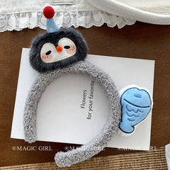 Cute Fluffy Penguin Head Band Kawaii Stylish Hair Accessory for Women and Girls Fashion Accessory