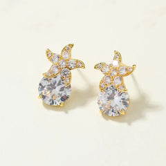 Fashion Rhinestone Swan Glitter Dainty Drop Earrings for Girls Sweet Flowers Jewellry for Women Ladies Accessories Wholesale