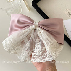 French Style Bowknot Lace Elegant Hair Clips for Girls Exaggerated Luxurious Barrettes for Women Lady Hair Accessories in Stock