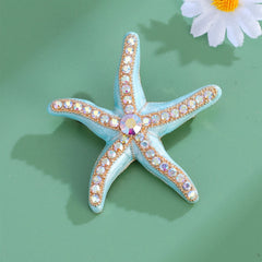 Fashion Ocean Style Starfish Glitter Brooches for Girls Sweet Elegant Pins Jewelry for Women Ladies Accessories Wholesale