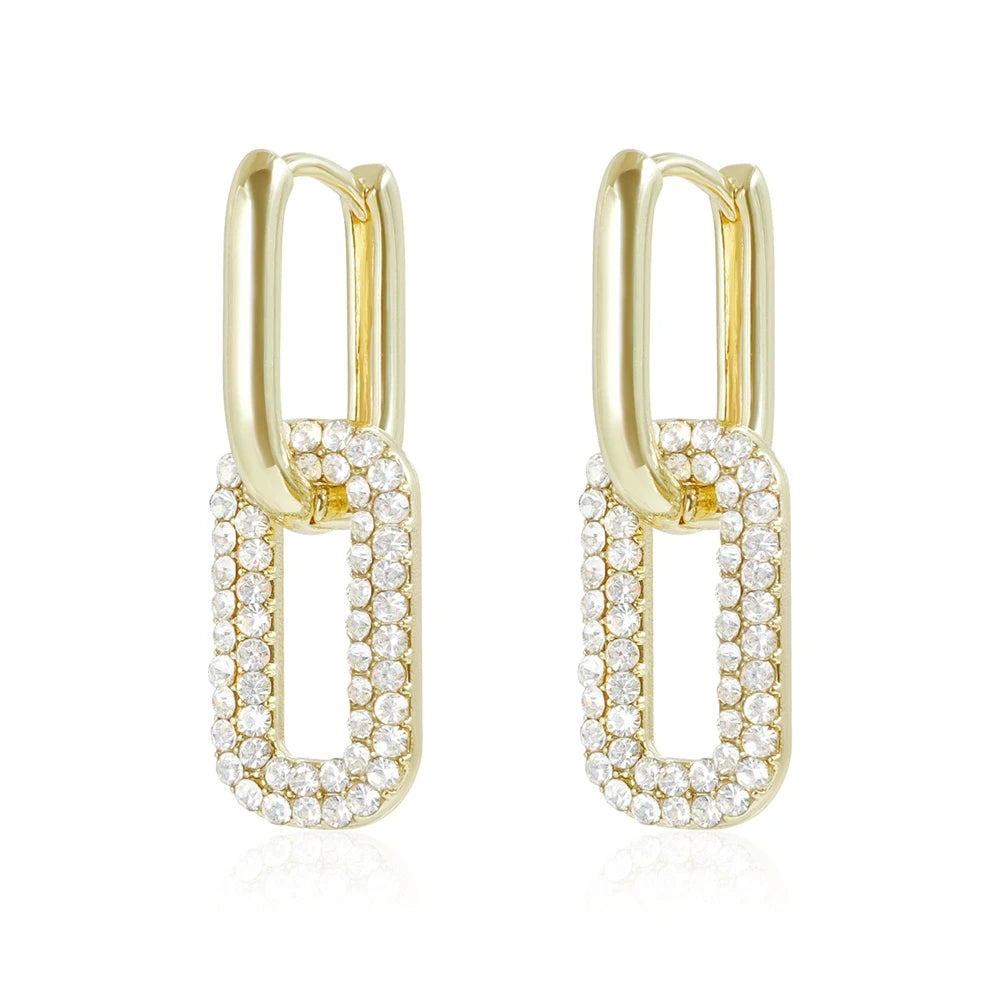Fashion Luxury Glitter Hoop Drop Earrings for Girls Simple Minimalistic Art Deco Dainy Jewelry for Women Ladies Accessories