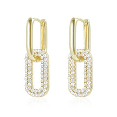 Fashion Luxury Glitter Hoop Drop Earrings for Girls Simple Minimalistic Art Deco Dainy Jewelry for Women Ladies Accessories