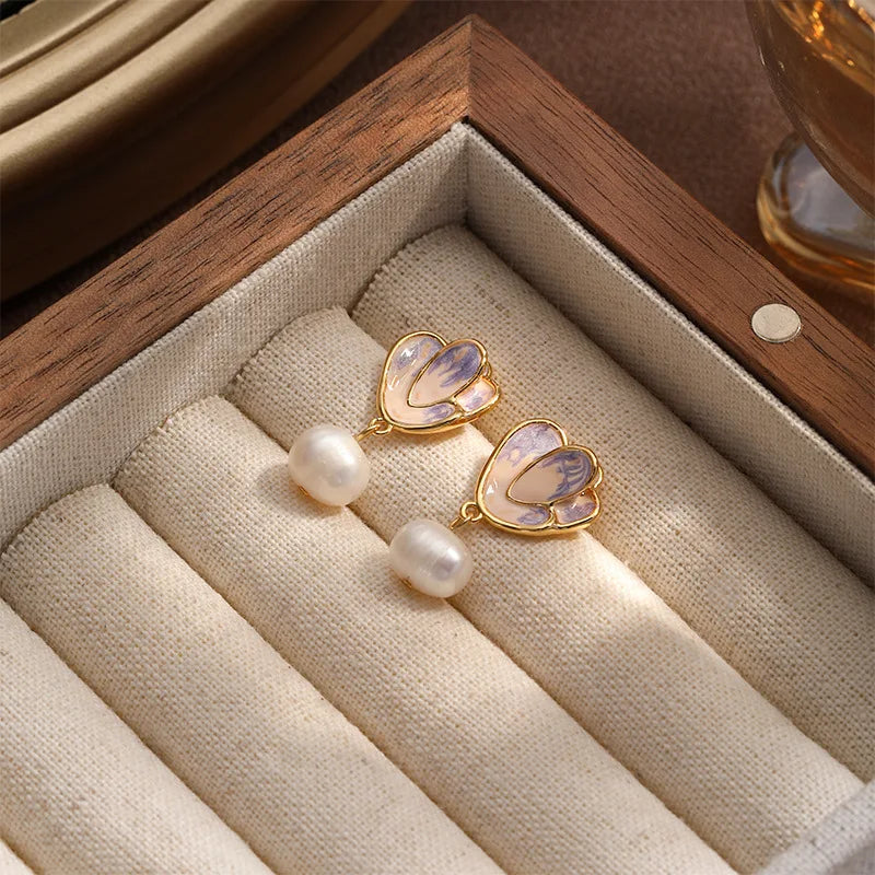 Women Blue Freshwater Pearl S925 Silver 18k Gold-plated Drop Earring Fashion Elegant Low MOQ in Stock Jewelry for Female Causal