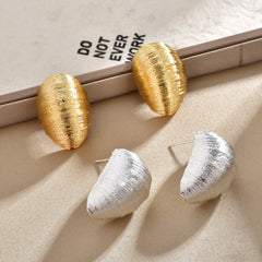 Textured Metal Oval Stud Earrings Women Gold and Silver Statement Chunky Lightweight Fashion Ear Jewelry Wholesale Accessories