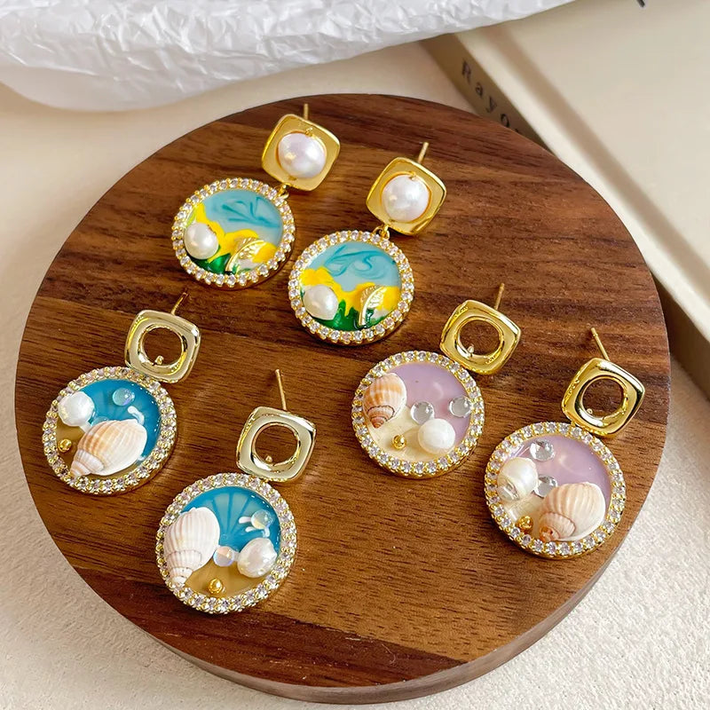 Fashion Freshwater Pearl S925 Silver  Drop Earrings for Girls 18K Gold Plated Jewelry for Women Ladies Wholesale Vintage Boho