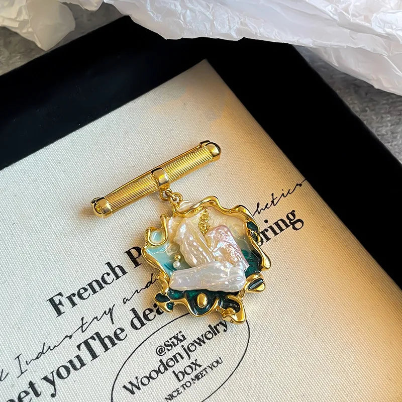 Fashion Trendy Baroque Pearl Hand-Painted Drip Glaze Pendent for Girls Vintage Jewelry for Women Ladies Wholesale China Factory
