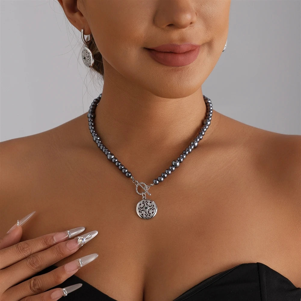 Fashion Simple Beads Glamorous Minimalist Jewelry for Girls Vintage Retro Earrings Jewelry Sets Suits for Women Lady Accessories