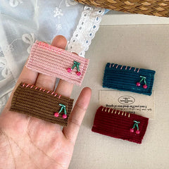 Fashion Elegant Vintage Cherry Hair Clips for Baby Girls Fruits Square Snap Clips for Kids Children Hair Accessories in Stock