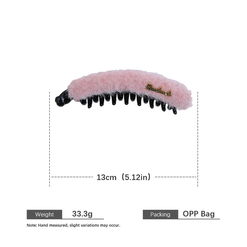 Solid Color Fashion Fluffy Fur Hair Clips for Girls Cute Sweet Elegant Banana Clips for Women Ladies Hair Accessories in Stock