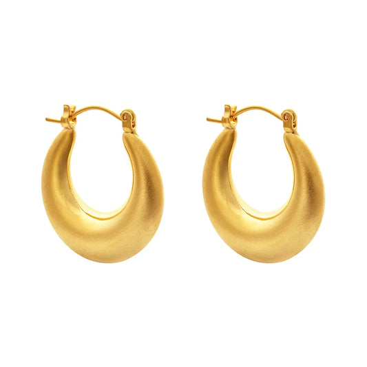 Chunky Matte Teardrop Hoop Earrings Polished Gold Silver Minimalist Earrings Trendy Statement Ear Jewelry Women Gift Accessories