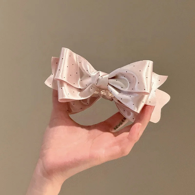 Fashion Princess Style Bowknot Polka Dot Hair Clips for Girls Sweet Trendy Banana Clips for Women Ladies Hair Accessories Chic
