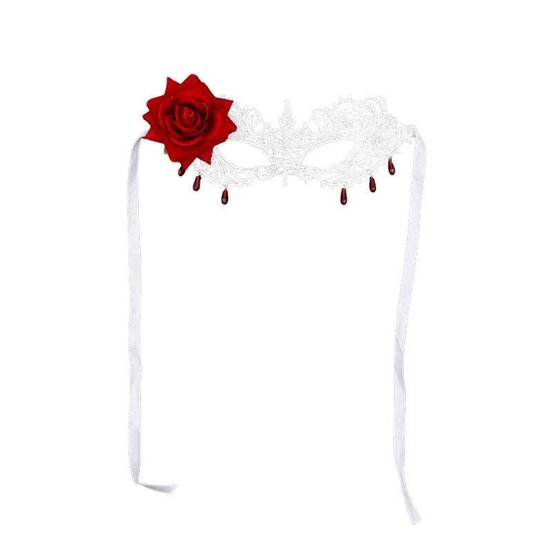 Halloween Mask for Kids Rose Spooky Elegant Children Face Mask Costume Party Accessory Trick or Treat Gift Vampire Gothic Theme