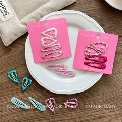 Solid Color Glitter Fashion Trendy Hair Clips for Baby Girls Sweet Cute Snap Clips for Kids Teens Children Hair Accessories