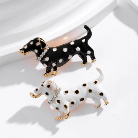 Fashion Polka Dot Dachshund Puppy Dog Brooches for Girls Trendy Cartoon Dog Pins Jewelry for Women Ladies Accessories Wholesale