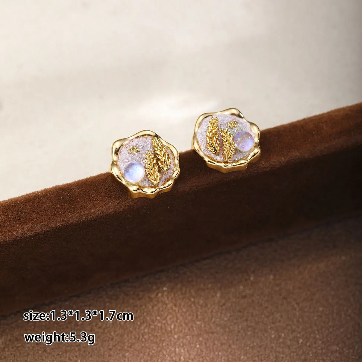 Fashion Glitter Glass Copper 18K Gold Plated Stud Earrings for Girls Sweet Elegant Jewelry for Women Ladies Wholesale Bulk