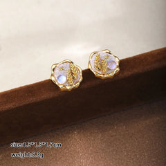 Fashion Glitter Glass Copper 18K Gold Plated Stud Earrings for Girls Sweet Elegant Jewelry for Women Ladies Wholesale Bulk