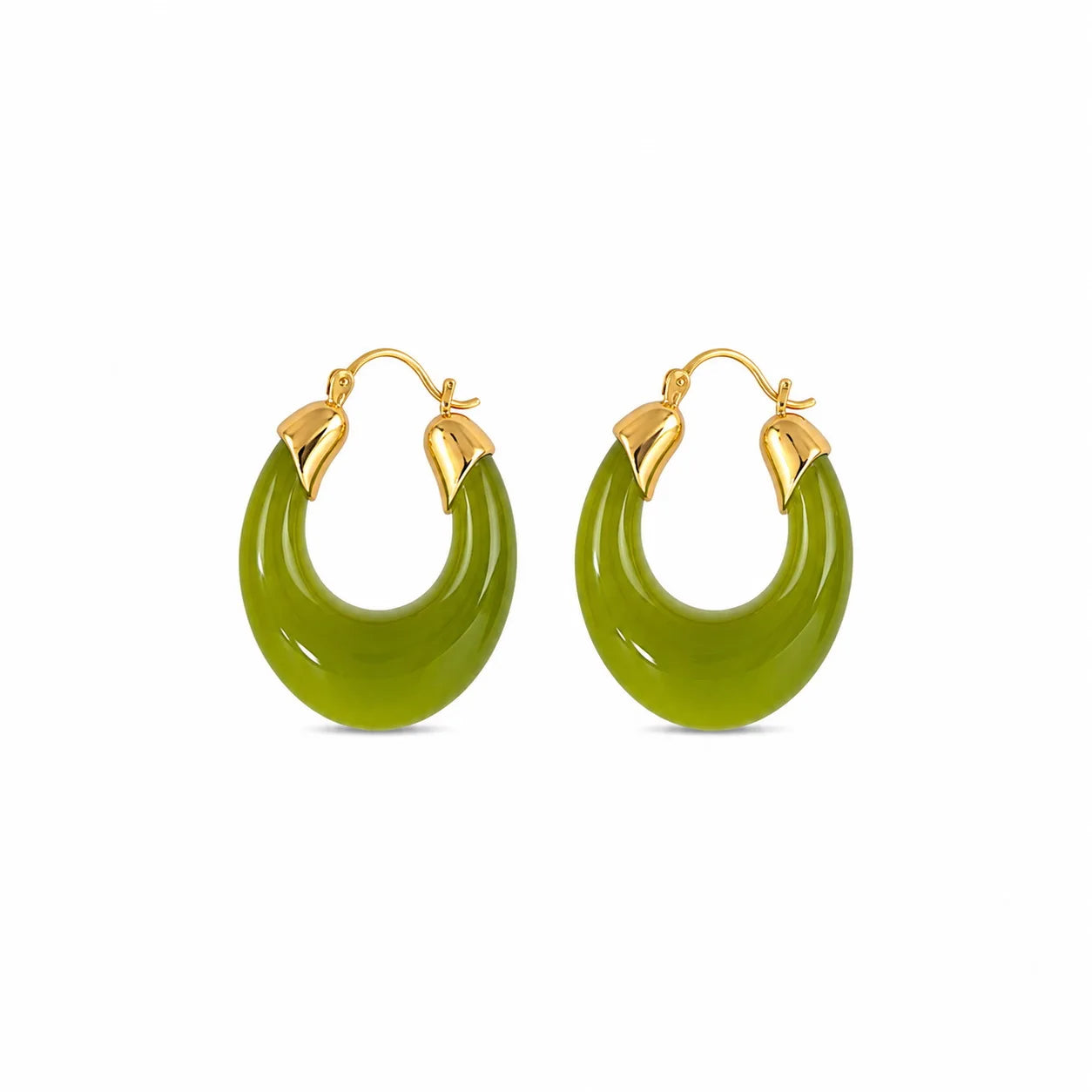 Female Solid Color Brown Green Grey 18k Gold-plated Hoop Earring Vintage Elegant Trendy Fashion Low MOQ Jewelry for Daily Causal