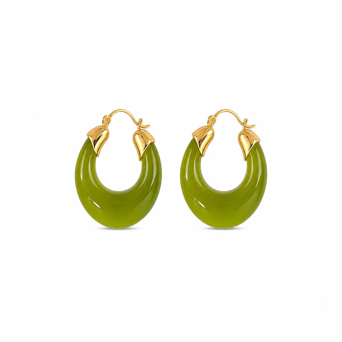 Female Solid Color Brown Green Grey 18k Gold-plated Hoop Earring Vintage Elegant Trendy Fashion Low MOQ Jewelry for Daily Causal