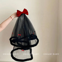 Halloween Hair Clip for Kids Red Ribbon Bow Mesh Gothic Style Children Hair Accessories Spooky Elegant Costume Party Hairpins