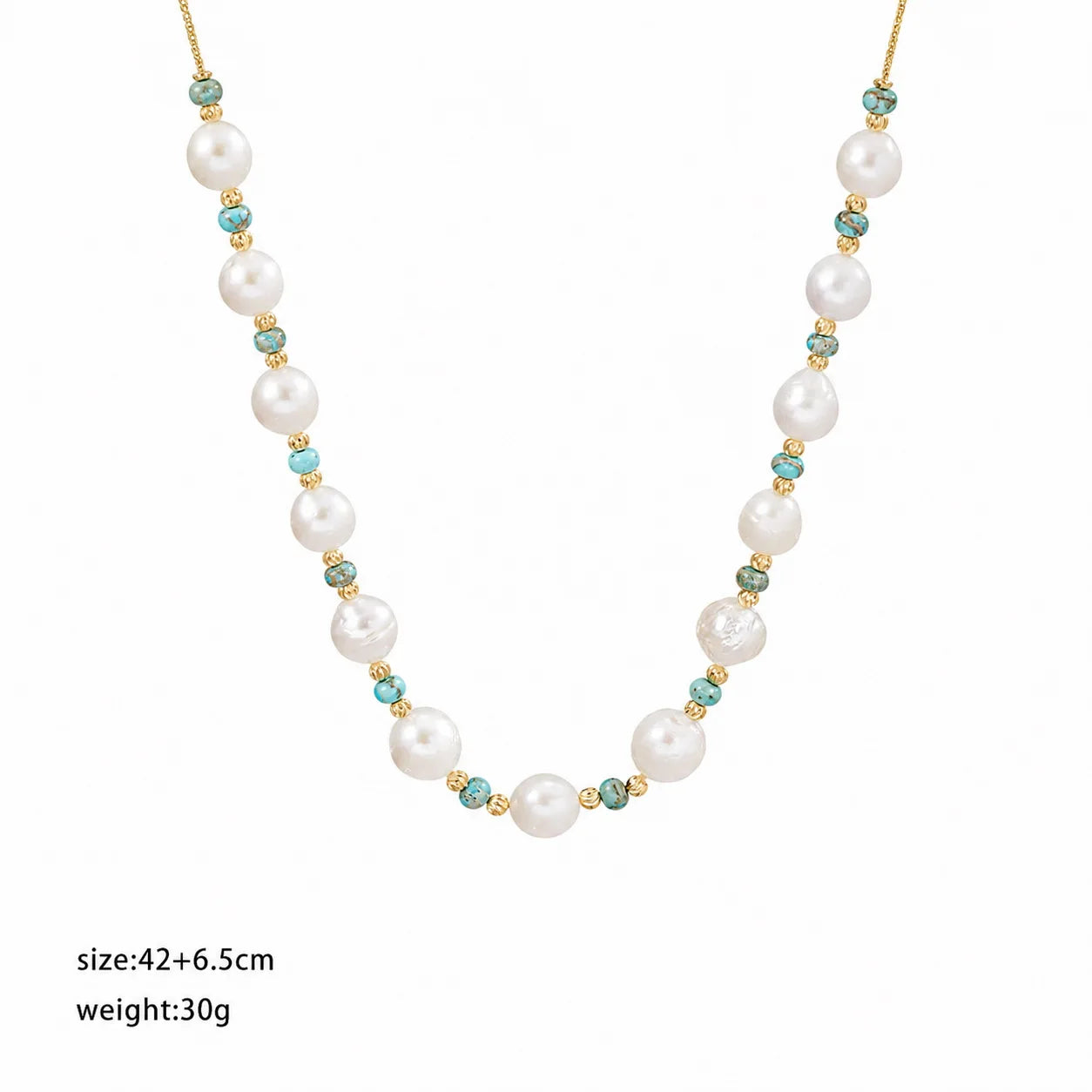 Fashion Freshwater Pearl Natural Turquoise Copper Necklaces for Girls Elegant Jewelry for Women Ladies Wholesale China Factory
