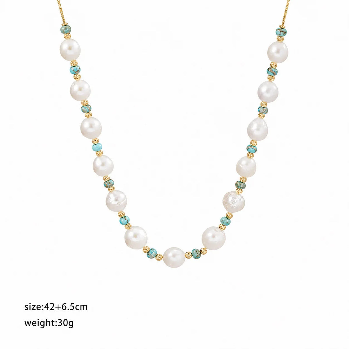 Fashion Freshwater Pearl Natural Turquoise Copper Necklaces for Girls Elegant Jewelry for Women Ladies Wholesale China Factory