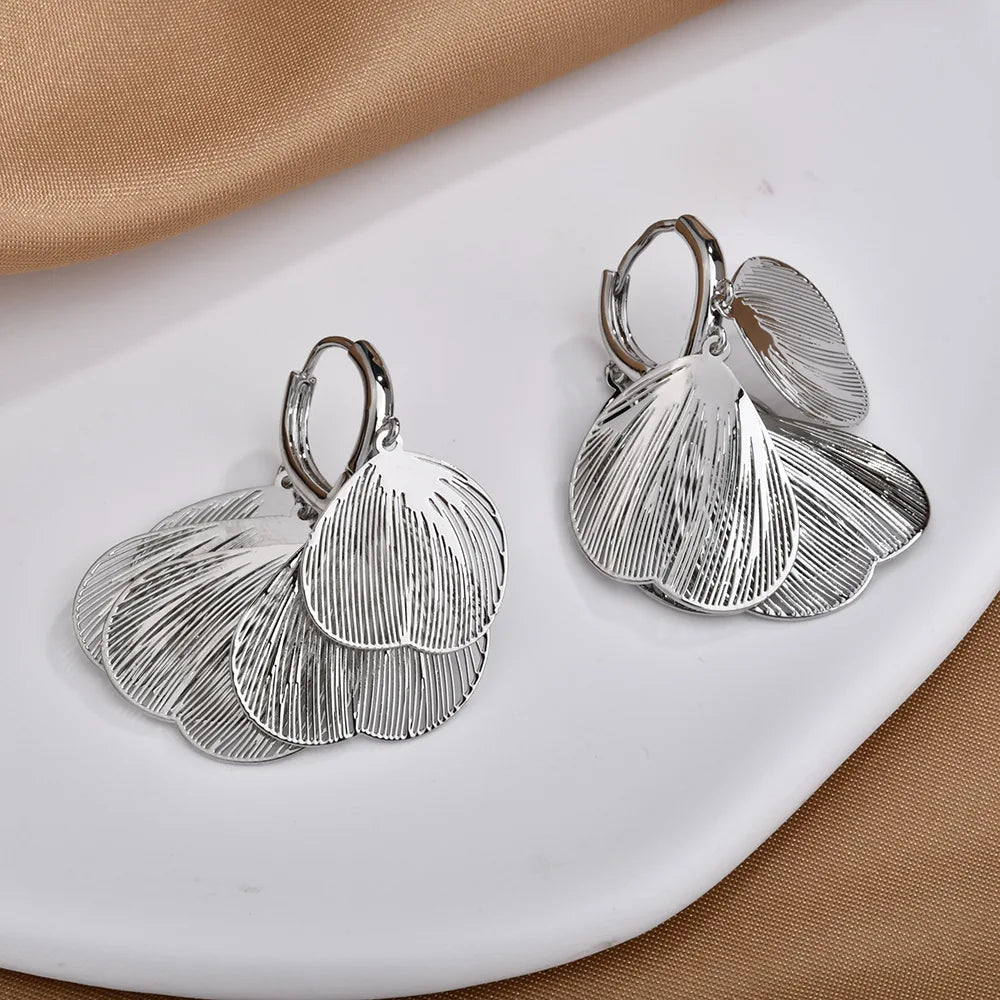 Female Tassel Earrings Women Super Fairy Hollow Metal Petal Earrings Fashionable Design Luxury High-end Elegant Earrings New