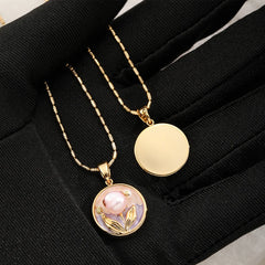 Female Hand-Painted Drip Glaze Freshwater Pearl 18k Gold-plated Pendant Necklace Elegant Fashion in Stock Jewelry for Women