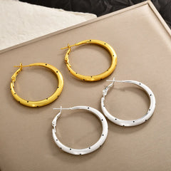 Korean Women's Hoop Earrings Solid Color Circle Polka Dot Brushed Earrings High-end Minimalist Chic Style Elegent Earring Bulk