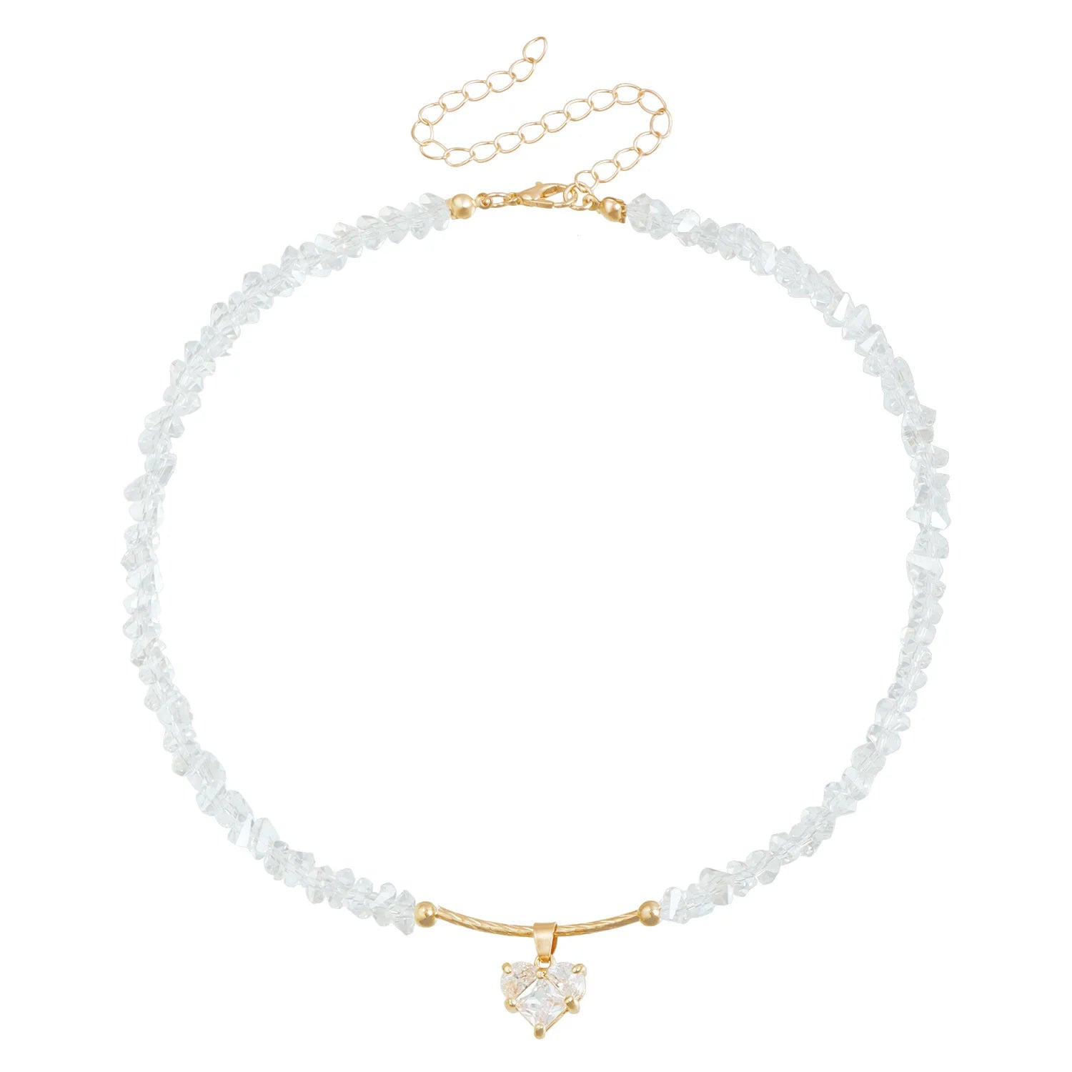 Fashion Simple Beads Solid Color Heart Necklaces for Girls Sweet Bold Charms Jewellry for Women Ladies Accessories Wholesale