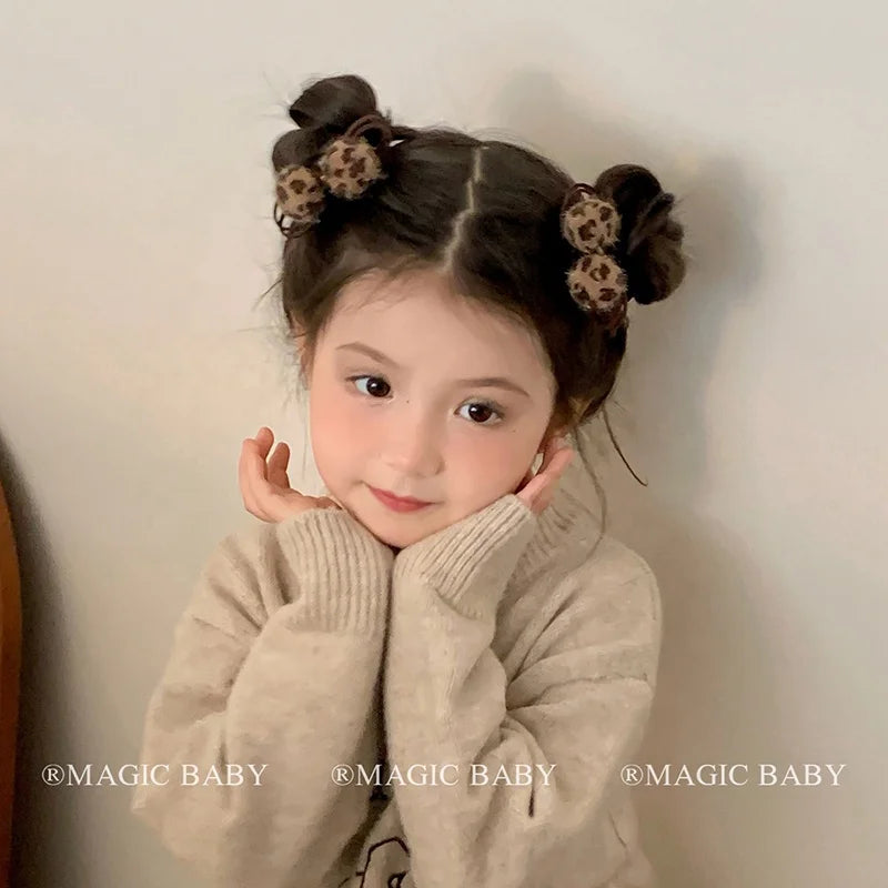 Fashion Trendy Bowknot Leopard Print Scrunchies for Baby Girls Cute Hair Ties for Kids Child Hair Accessories Chinese Supplier