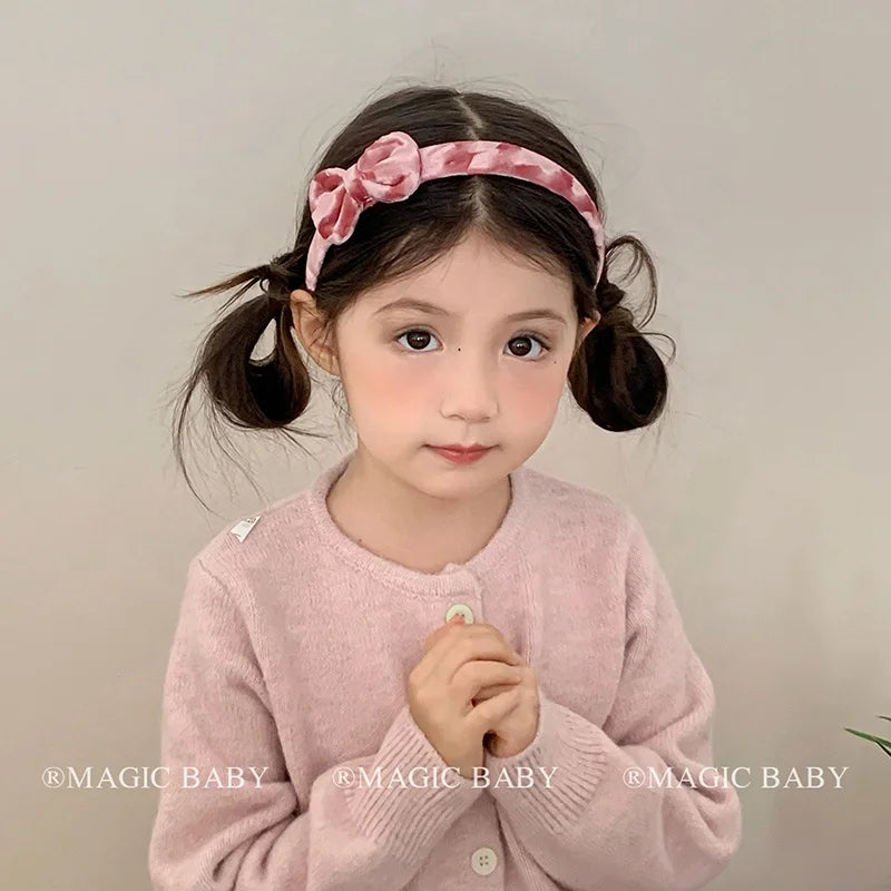 Bowknot Velvet Solid Color Princess Style Head Band for Baby Girls Kawaii Luxurious Hair Band for Kids Child Hair Accessories
