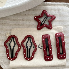 Fashion Red Star Polka Dot Hair Clips for Baby Girls Trendy Simple Classic Snap Clips for Kids Children Hair Accessories Chic