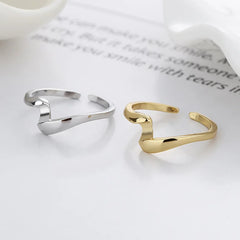 2PCS Fashionable Twisted Rings for Women Irregular Water Ripple Opening Rings Simple Best Seller Accessories Bulk Europe America