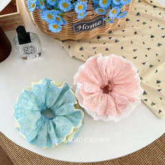 2025 Summer Hot Sale Color-blocked Flower Hair Tie for Girls Stylish Fabric Durable Scrunchies for Women Ladies Hair Accessories