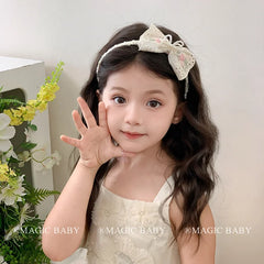 Sweet Cute Bowknot Flower Imitation Pearl Head Band for Baby Girls Elegant Graceful Hair Band for Kids Children Hair Accessories