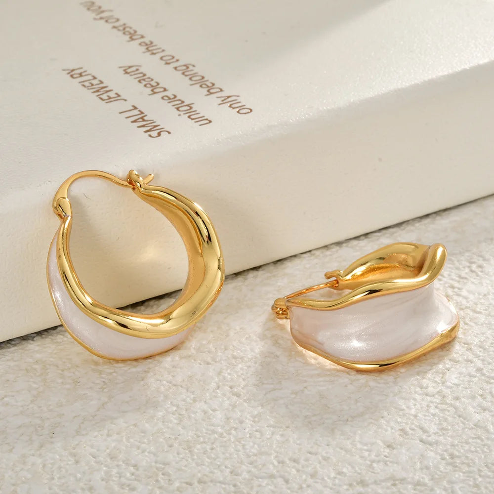 Fashion Chic Hoop Earrings Copper Plated Real Enamel Oil Drop Earrings Niche Design Elegant Retro Earrings for Women Jewelry