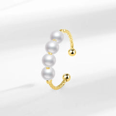 Imitation Pearl Opening Adjustable Rings Women Niche High-end Retro Elegant InstaStyle Trendy Index Finger Rings Accessories
